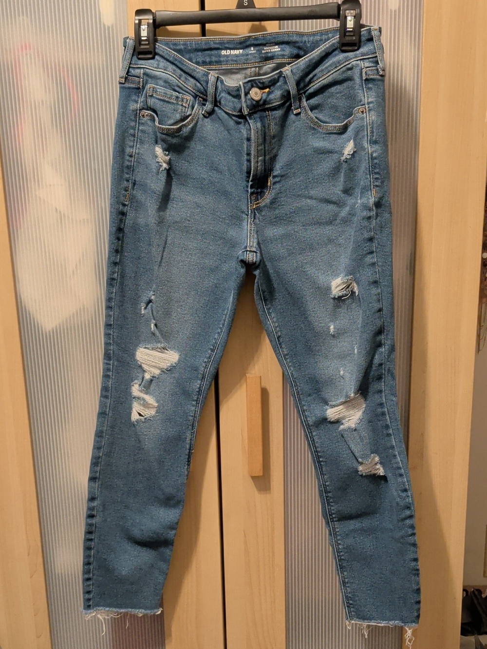 Old Navy Mid Rise Rockstar Super Skinny Women’s Distressed Jeans Size 8 Short